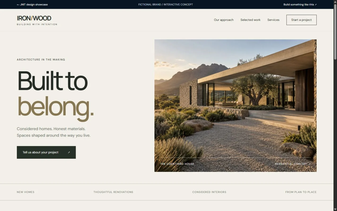 Ironwood construction website design concept