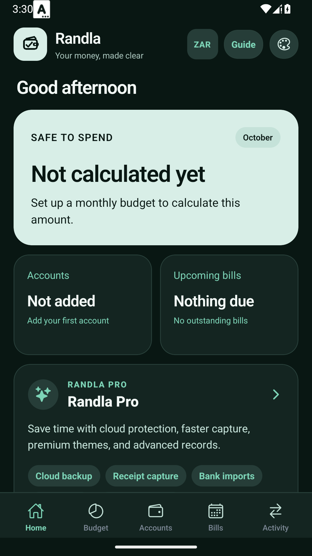 Randla Android home screen